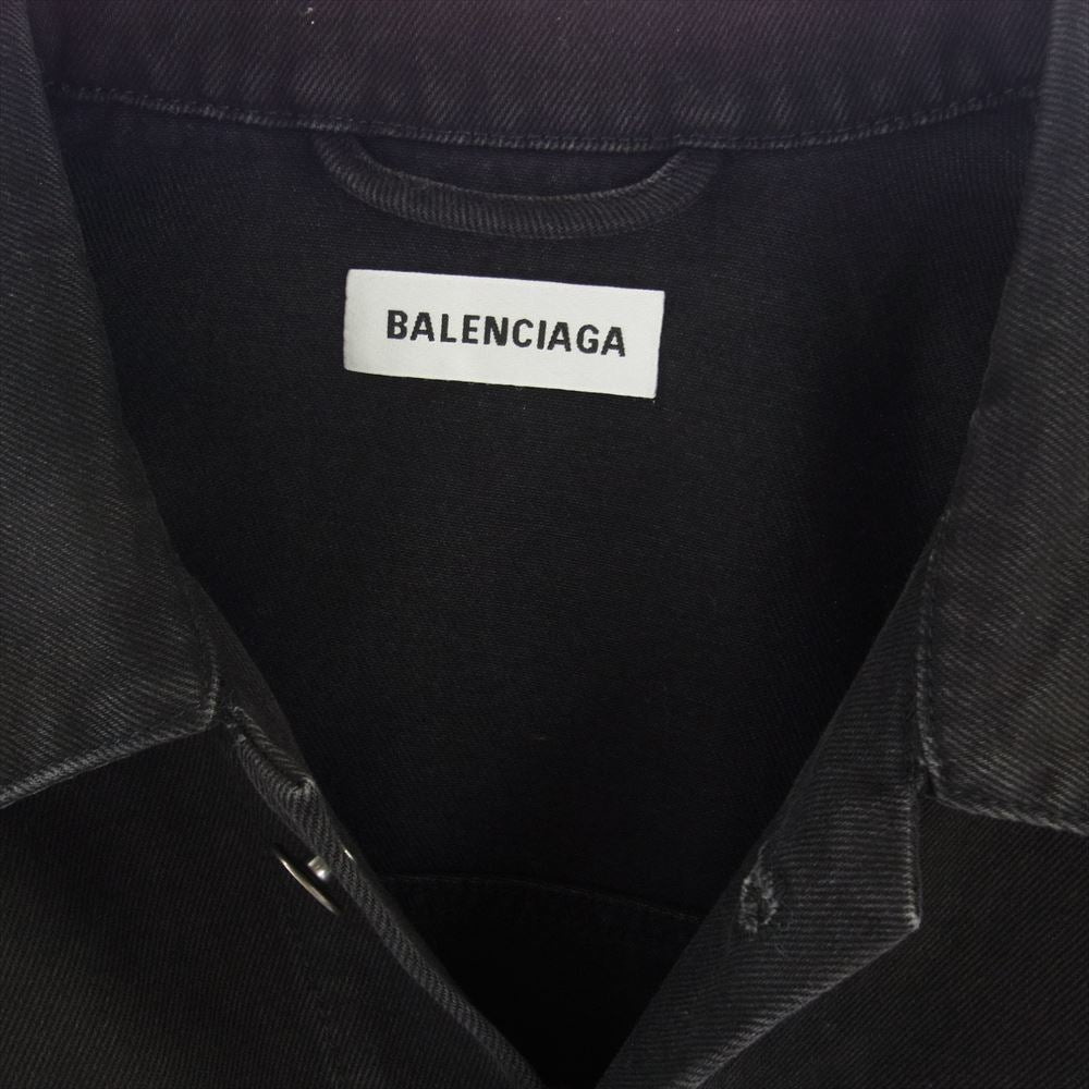 BALENCIAGA バレンシアガ 19AW 583432 TEW35 バックエンブロイダリー オーバーサイズ デニムジャケット Gジャン ブラック系 34【中古】