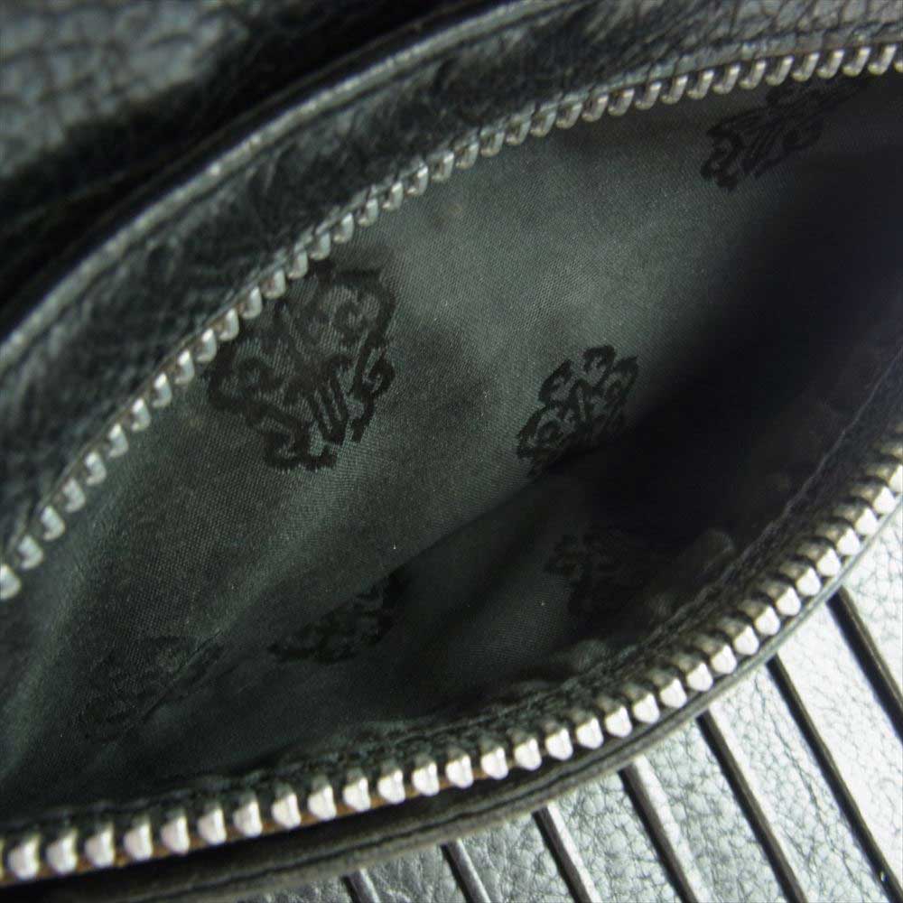 CHROME HEARTS クロムハーツ（原本無） 購入レシート付き WAVE CROSS BALL ウェーブ クロスボールボタン レザー ウォレット ブラック系【中古】