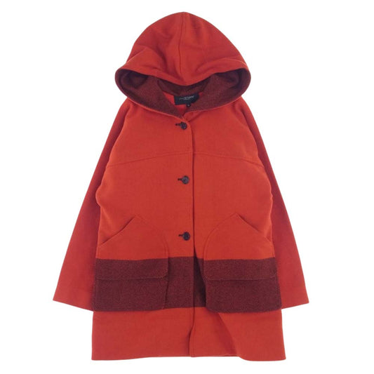 JILLSTUART ジルスチュアート 091-251029 チェック ウール フード付き コート レッド系 ブラック系【中古】