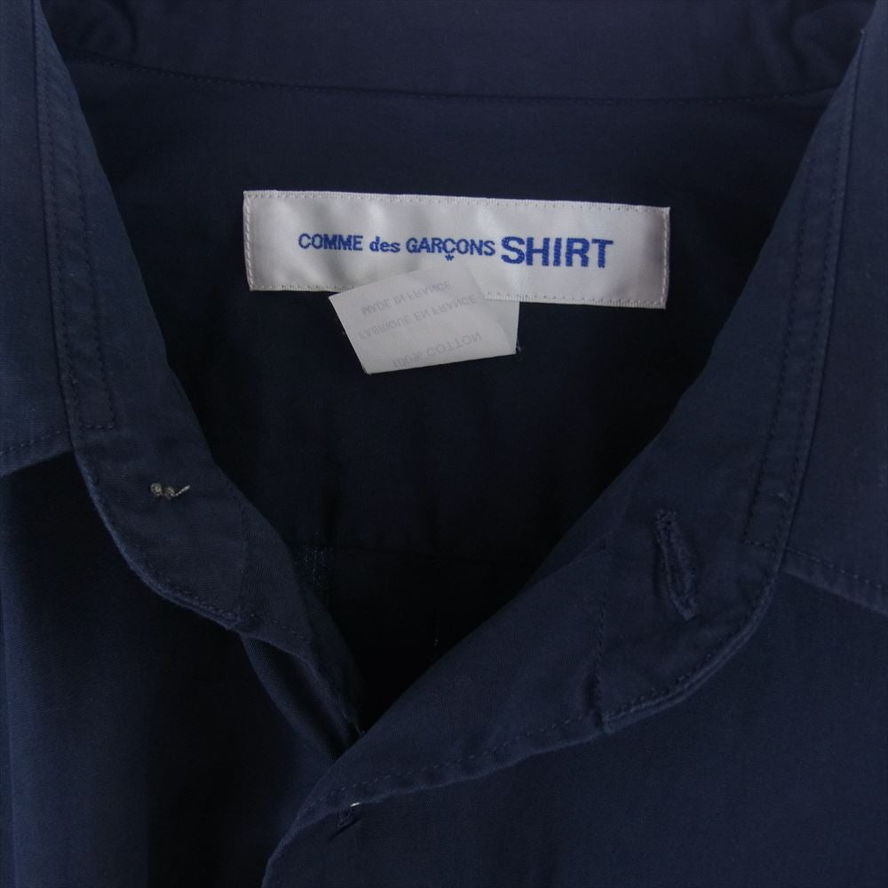 COMME des GARCONS コムデギャルソン FZ-B011 SHIRT フランス製 FOREVER WIDE CLASSIC コットン ポプリン レギュラーカラー 長袖 シャツ ネイビー ネイビー系 S【中古】
