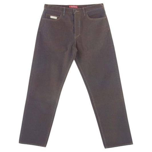Supreme シュプリーム 23SS Flocked Regular Jean フロック加工 レギュラーフィット デニムパンツ ジーンズ ブラウン系【極上美品】【中古】