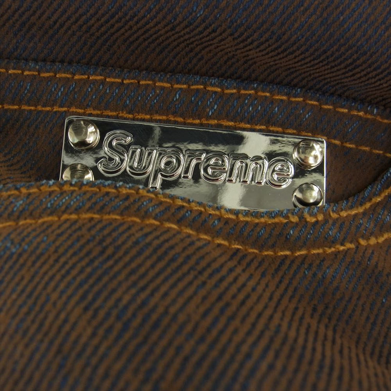 Supreme シュプリーム 23SS Flocked Regular Jean フロック加工 レギュラーフィット デニムパンツ ジーンズ ブラウン系【極上美品】【中古】