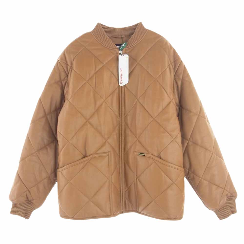 Supreme シュプリーム 22AW Quilted Leather Work Jacket キルティング レザー ワークジャケット ライトブラウン系 L【極上美品】【中古】