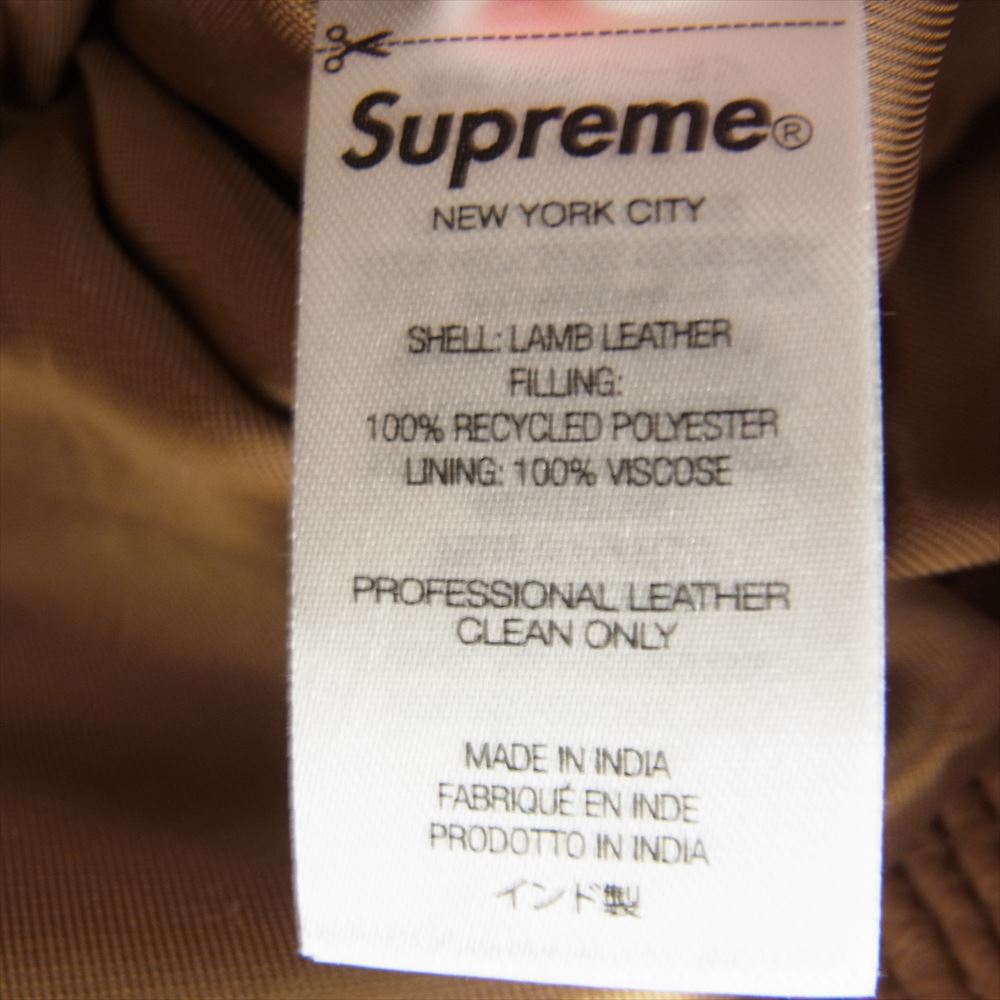 Supreme シュプリーム 22AW Quilted Leather Work Jacket キルティング レザー ワークジャケット ライトブラウン系 L【極上美品】【中古】