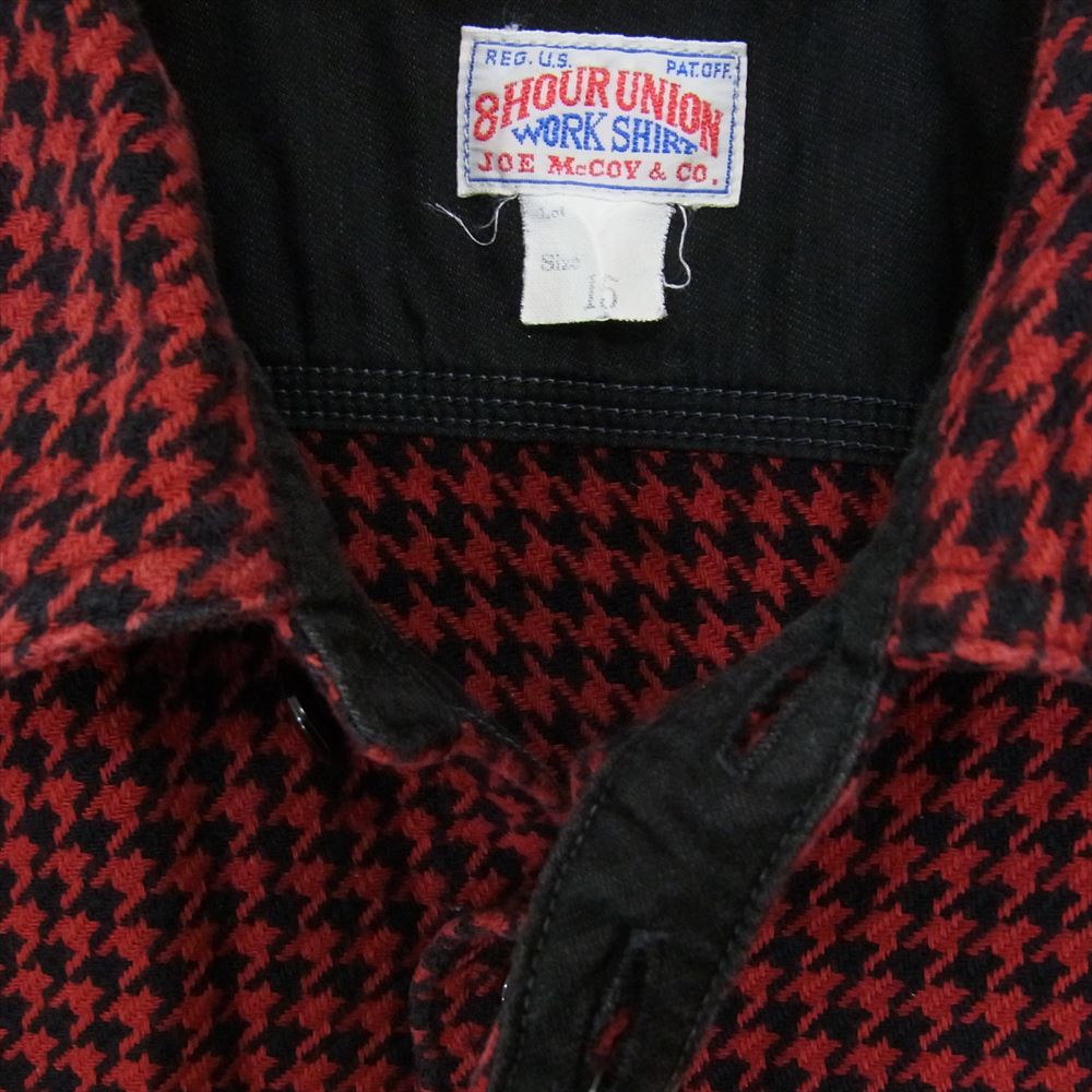 The REAL McCOY'S ザリアルマッコイズ 8HU HOUNDSTOOTH FLANNEL SHIRT ハウンドトゥース 千鳥格子柄 フランネル シャツ ヘビーネル シャツ レッド系 15【中古】