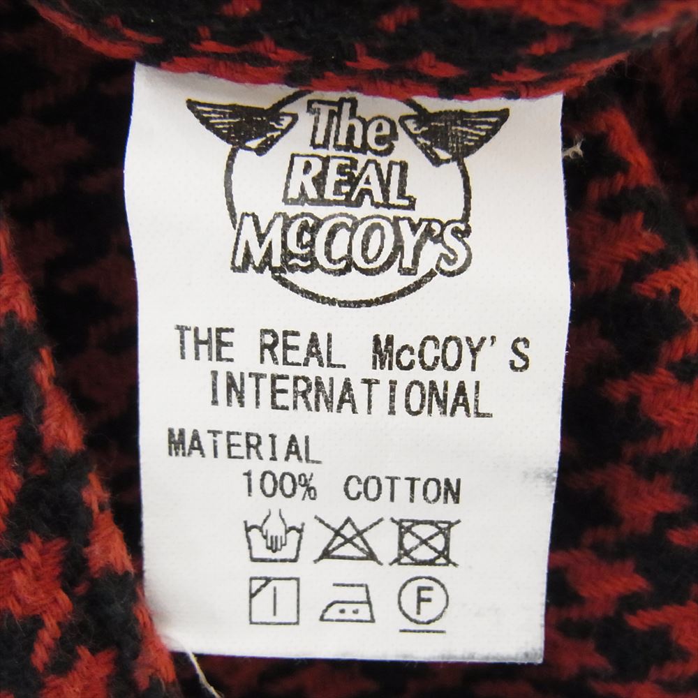 The REAL McCOY'S ザリアルマッコイズ 8HU HOUNDSTOOTH FLANNEL SHIRT ハウンドトゥース 千鳥格子柄 フランネル シャツ ヘビーネル シャツ レッド系 15【中古】
