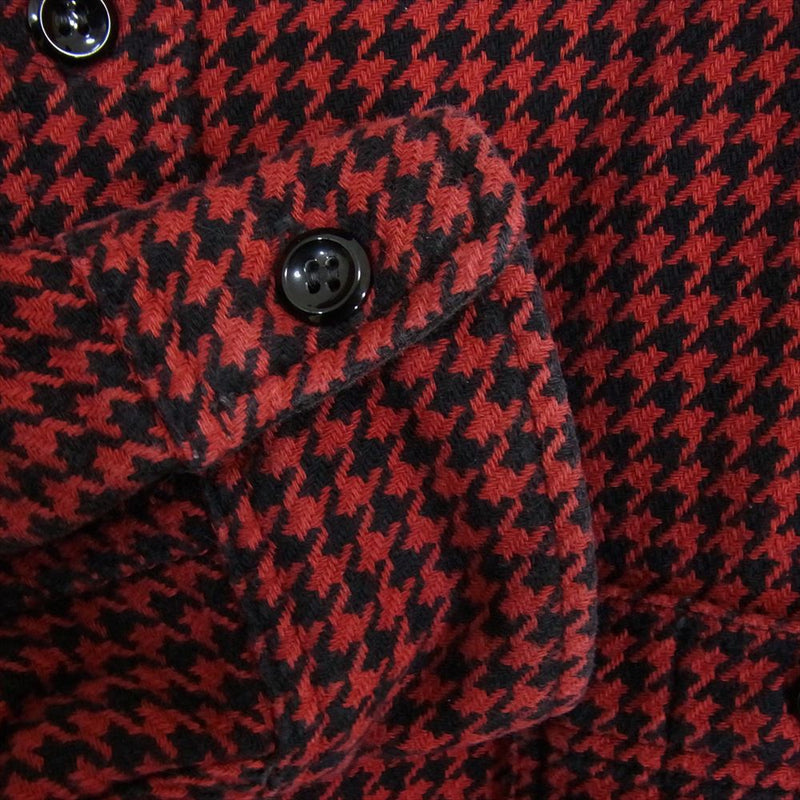 The REAL McCOY'S ザリアルマッコイズ 8HU HOUNDSTOOTH FLANNEL SHIRT ハウンドトゥース 千鳥格子柄 フランネル シャツ ヘビーネル シャツ レッド系 15【中古】