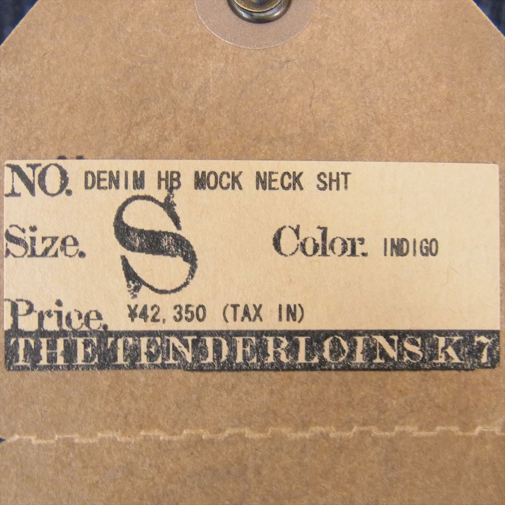 TENDERLOIN テンダーロイン T-DENIM HB MOCK NECK SHT デニム シャツ ヘリンボーン モックネック 長袖 シャツ インディゴブルー系 S【中古】