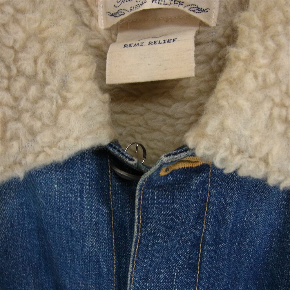REMI RELIEF レミレリーフ デニム ボア ジャケット インディゴブルー系 XL【中古】
