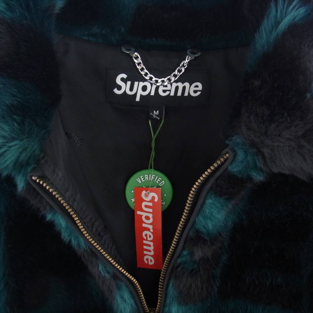 Supreme シュプリーム 18SS Faux Fur Repeater Bomber Jacket ファー リピーター ロゴ ボンバー ジャケット グリーン系 ブラック系 M【中古】