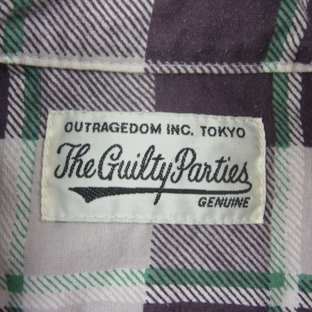 WACKO MARIA ワコマリア 刺繍 チェック 長袖 シャツ パープル系 S【中古】