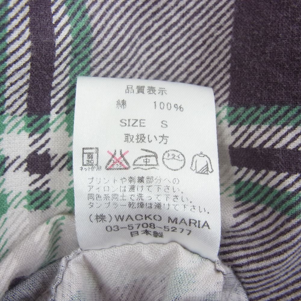 WACKO MARIA ワコマリア 刺繍 チェック 長袖 シャツ パープル系 S【中古】