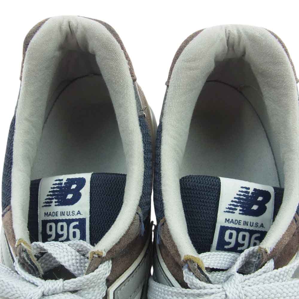 NEW BALANCE ニューバランス M996NAV USA製 スエード メッシュ ネイビー ブラウン スニーカー ブラウン系 26cm【中古】