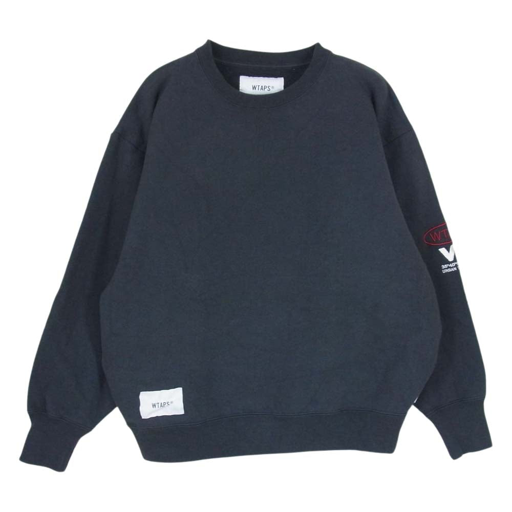 WTAPS ダブルタップス 23AW  232ATDT-CSM18 AII 01 SWEATER COTTON PROTECT コットン 刺繍 ロゴ スウェット チャコール系 1【中古】