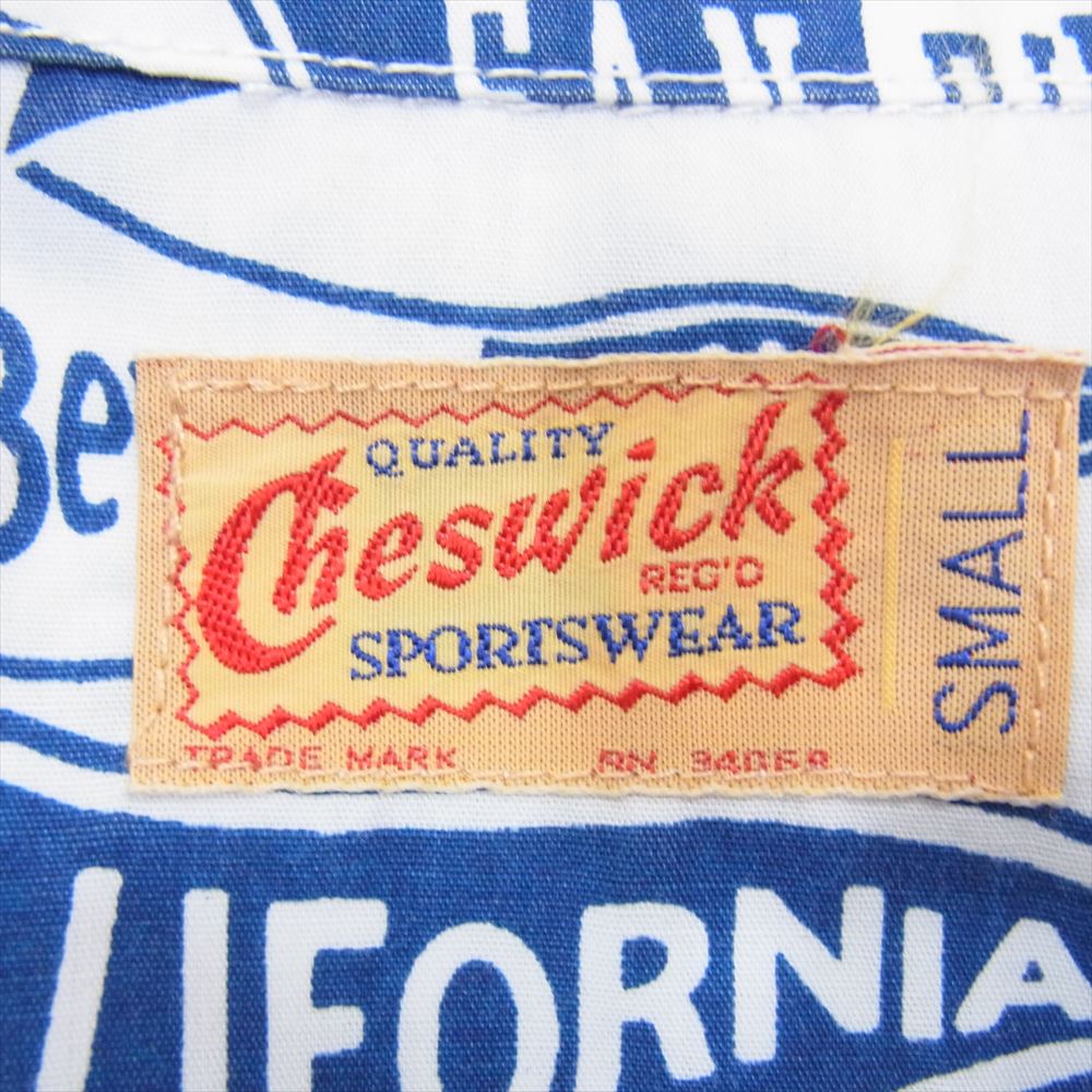 CHESWICK チェスウィック FLAG PRINT B.D.S S SHIRT フラッグペイント ボタンダウン 総柄 半袖 シャツ ブルー系 S【中古】