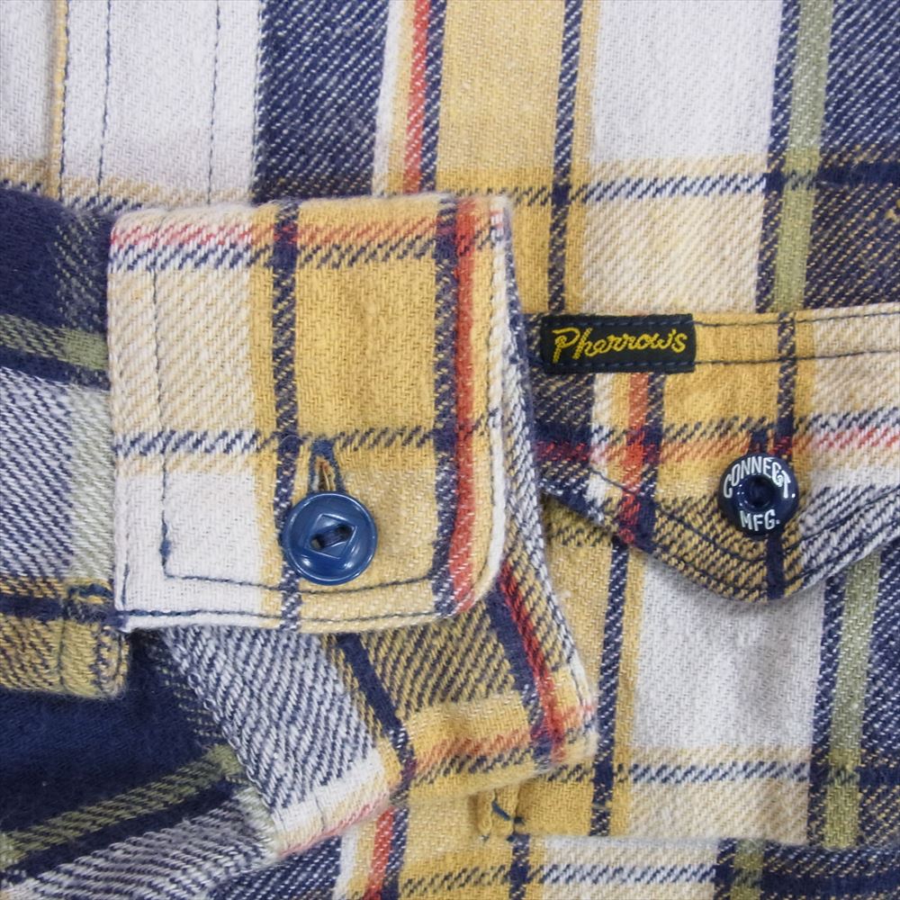 Pherrow's フェローズ チェック ネル 長袖 シャツ ネイビー系 S【中古】