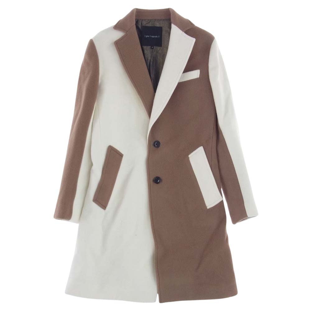 1piu1uguale3 ウノピュウノウグァーレトレ ジャケット 21AW MRC127 WNY020 LEON 別注 CRAZY CHESTER COAT クレイジーパターン 切替 チェスターコート ブラウン系 オフホワイト系【中古】 1piu1uguale3 ウノピュウノウグァーレトレ 21AW MRC127 WNY020 LEON