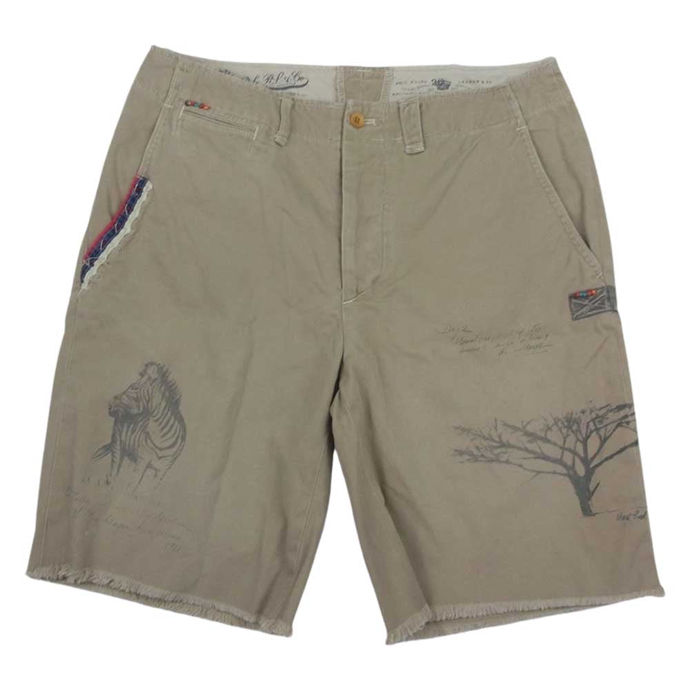 POLO RALPH LAUREN ポロ・ラルフローレン アニマル プリント ショート ハーフ パンツ ショーツ  ベージュ系 32【中古】