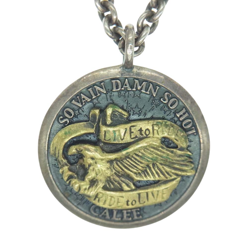 CALEE キャリー COIN CONCHO NECKLACE イーグル コイン コンチョ ネックレス シルバー系【中古】