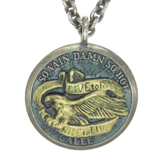 CALEE キャリー COIN CONCHO NECKLACE イーグル コイン コンチョ ネックレス シルバー系【中古】