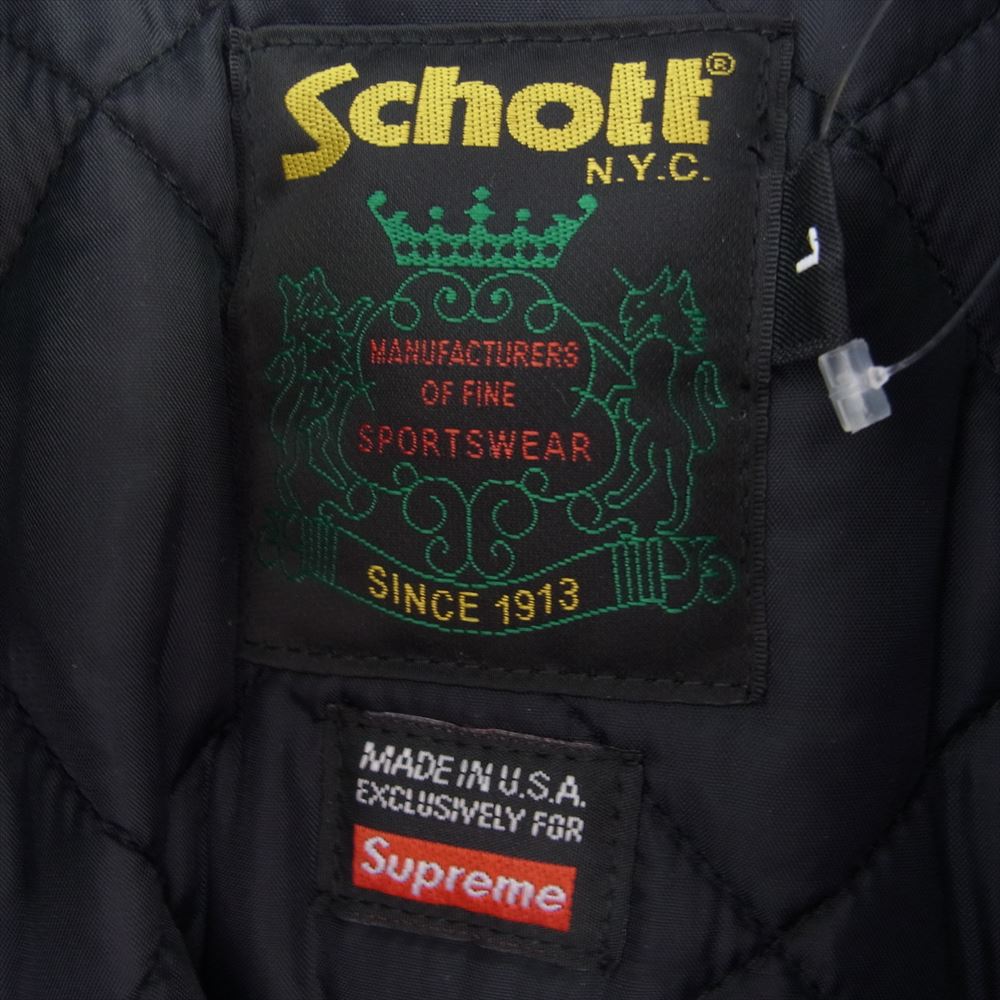 Supreme シュプリーム 21AW Schott Shearling Collar Leather Jacket 中綿 レザー ジャケット ブラック系 L【中古】
