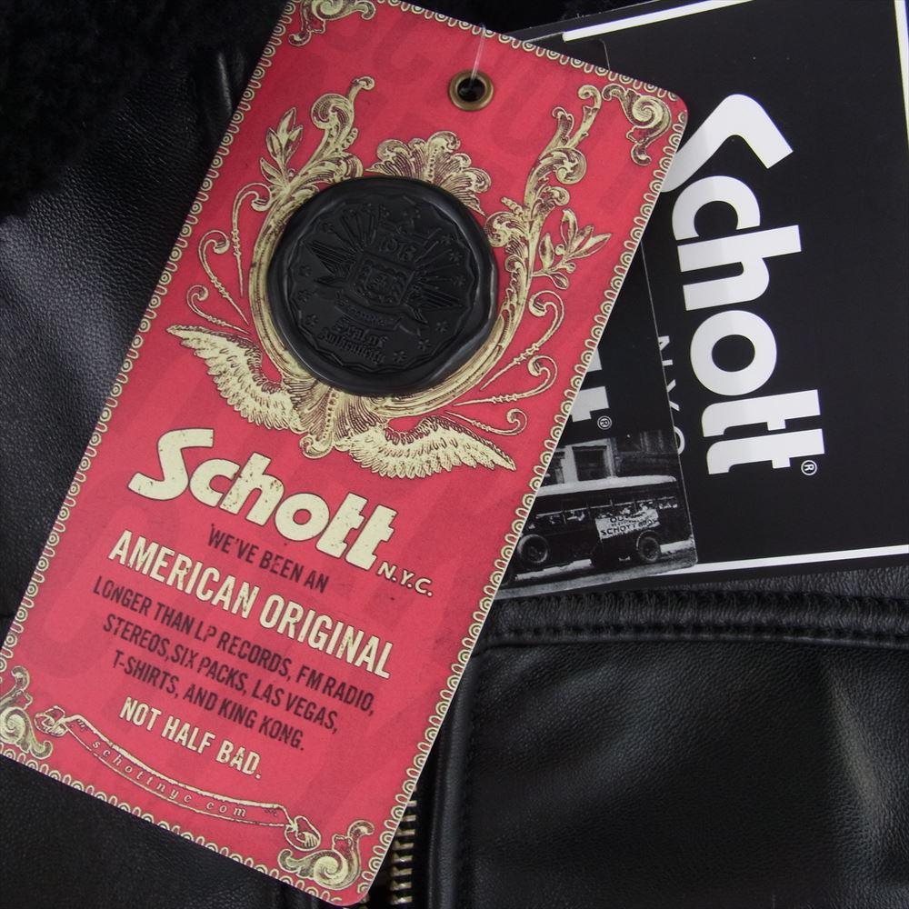 Supreme シュプリーム 21AW Schott Shearling Collar Leather Jacket 中綿 レザー ジャケット ブラック系 L【中古】