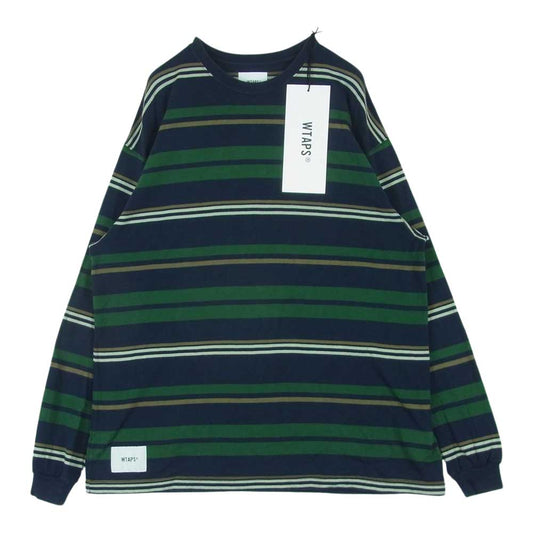 WTAPS ダブルタップス 21AW 212ATDT-CSM36 JAM LS TEE ボーダー 長袖 Tシャツ 日本製 ダークネイビー系 グリーン系 04【中古】