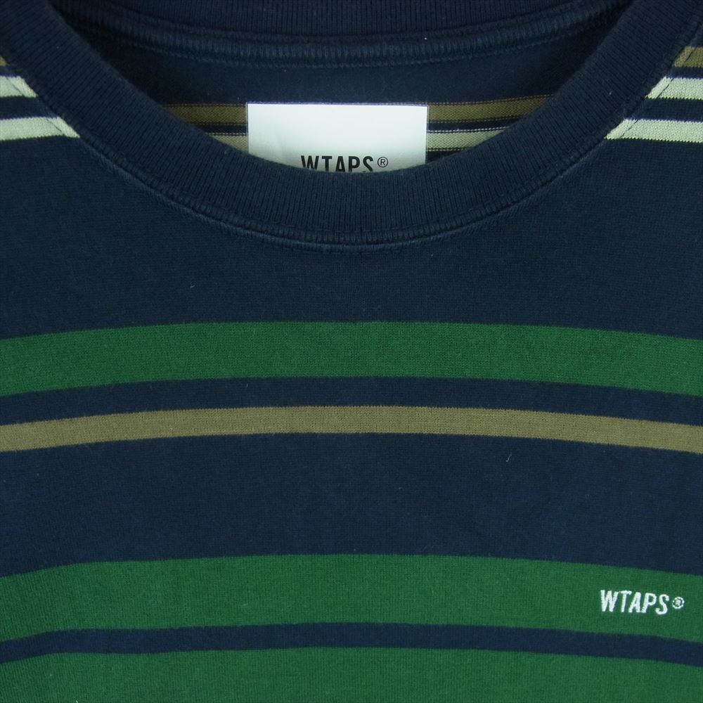 WTAPS ダブルタップス 21AW 212ATDT-CSM36 JAM LS TEE ボーダー 長袖 Tシャツ 日本製 ダークネイビー系 グリーン系 04【中古】