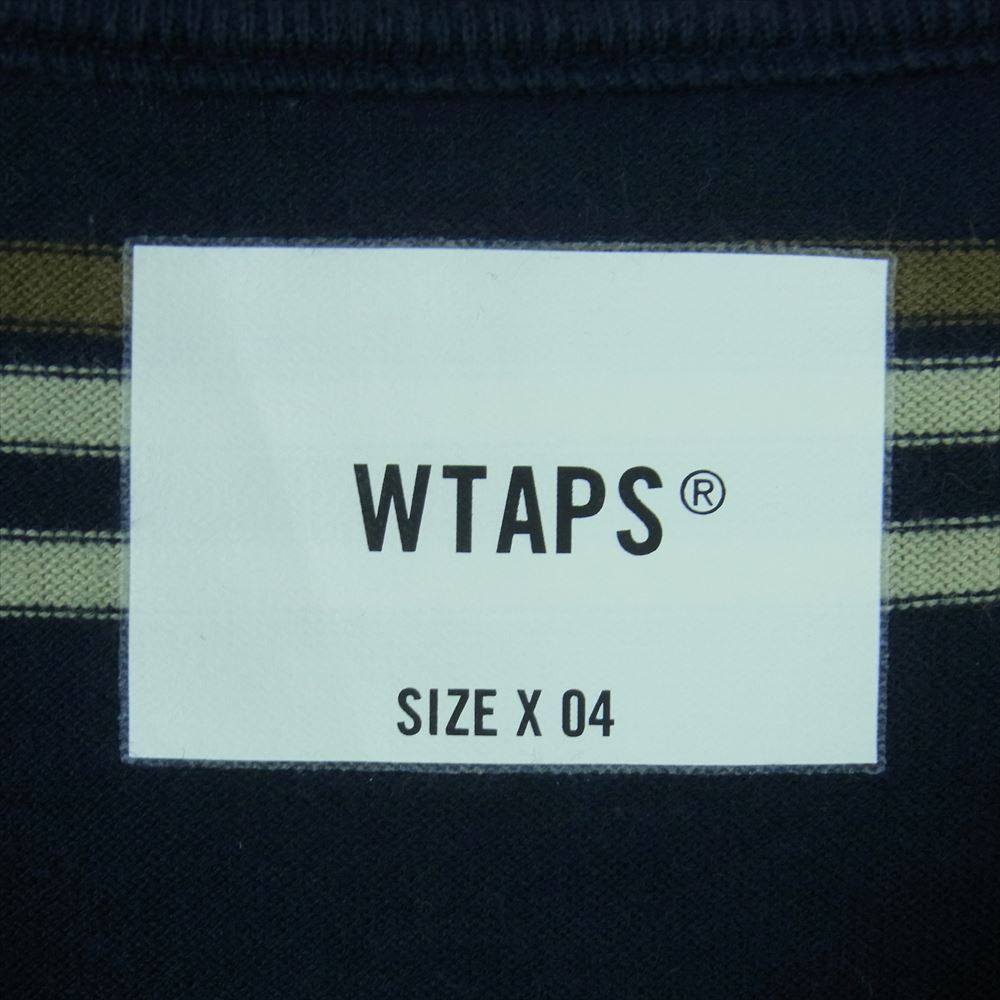 WTAPS ダブルタップス 21AW 212ATDT-CSM36 JAM LS TEE ボーダー 長袖 Tシャツ 日本製 ダークネイビー系 グリーン系 04【中古】