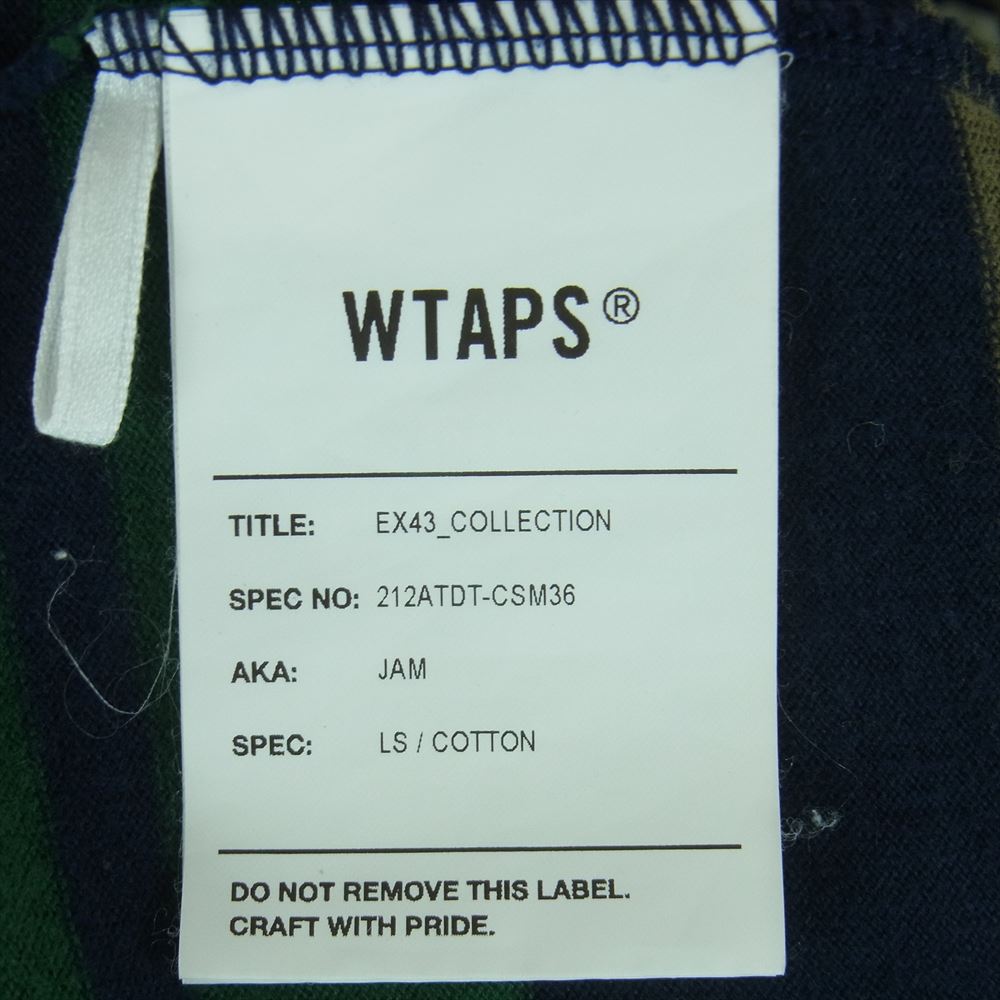 WTAPS ダブルタップス 21AW 212ATDT-CSM36 JAM LS TEE ボーダー 長袖 Tシャツ 日本製 ダークネイビー系 グリーン系 04【中古】