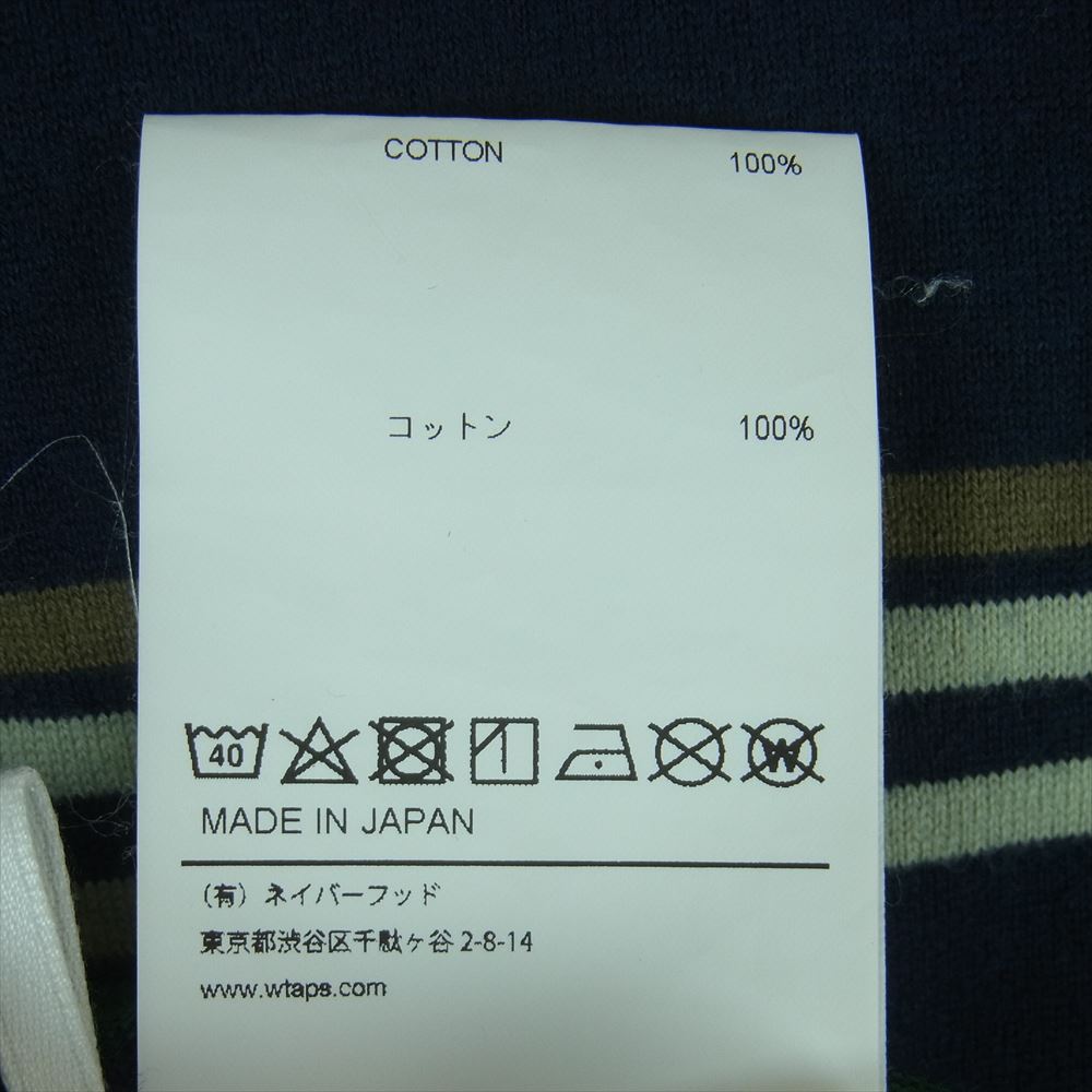 WTAPS ダブルタップス 21AW 212ATDT-CSM36 JAM LS TEE ボーダー 長袖 Tシャツ 日本製 ダークネイビー系 グリーン系 04【中古】