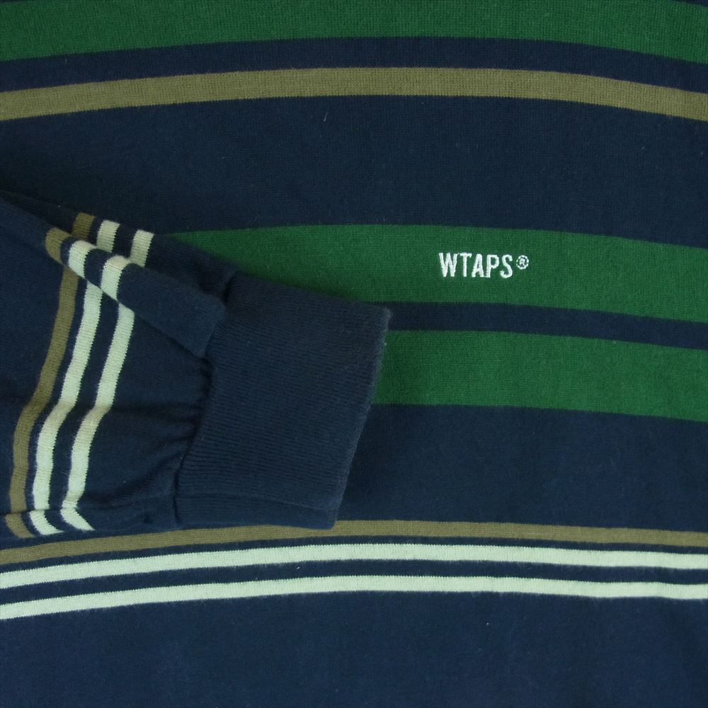WTAPS ダブルタップス 21AW 212ATDT-CSM36 JAM LS TEE ボーダー 長袖 Tシャツ 日本製 ダークネイビー系 グリーン系 04【中古】