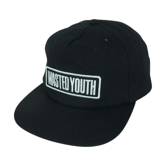 ウェイステッド ユース 5 PANEL SNAPBACK CAP ロゴ キャップ 帽子 コットン 中国製 ブラック系【中古】