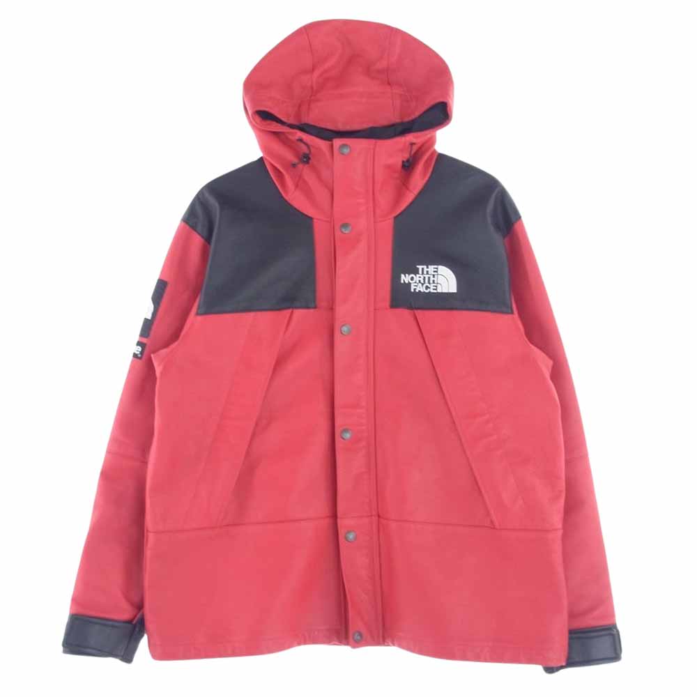 Supreme シュプリーム 18AW THE NORTH FACE Leather Mountain Parka ノースフェイス レザー マウンテンパーカー レッド系 ブラック系【中古】