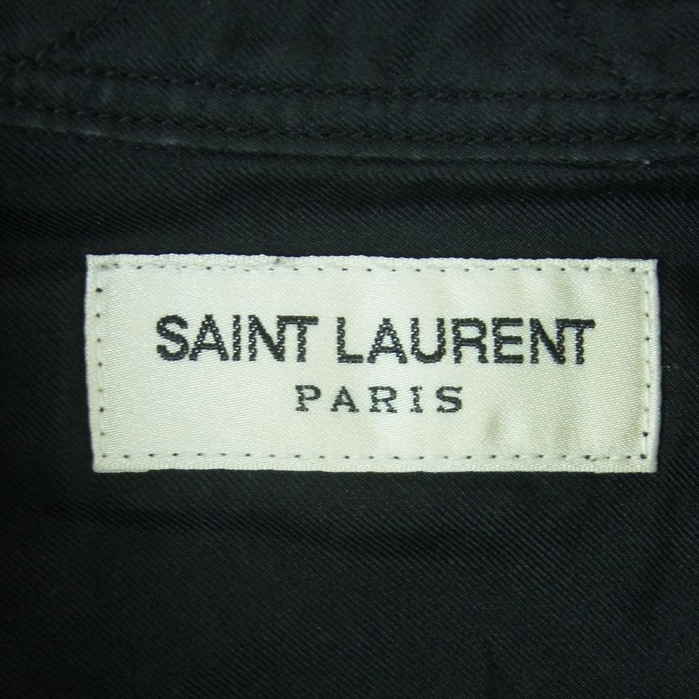 SAINT LAURENT サンローラン 16AW エディ期 オンブレ チェック ネル シャツ 長袖 ブルー系 ブラック系 XS【中古】