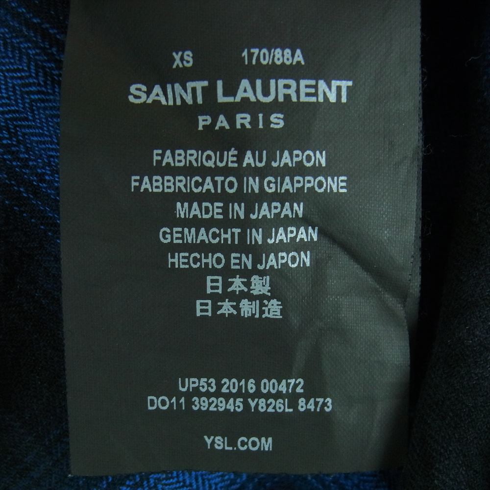 SAINT LAURENT サンローラン 16AW エディ期 オンブレ チェック ネル シャツ 長袖 ブルー系 ブラック系 XS【中古】