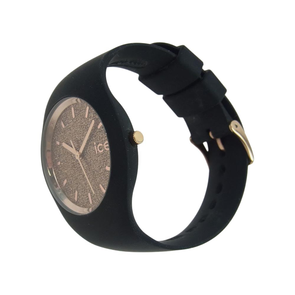 アイスウォッチ 001 353 Ice Glitter アイス グリッター 40mm ローズゴールド ラバーバンド ウォッチ ブラック ブラック系【中古】