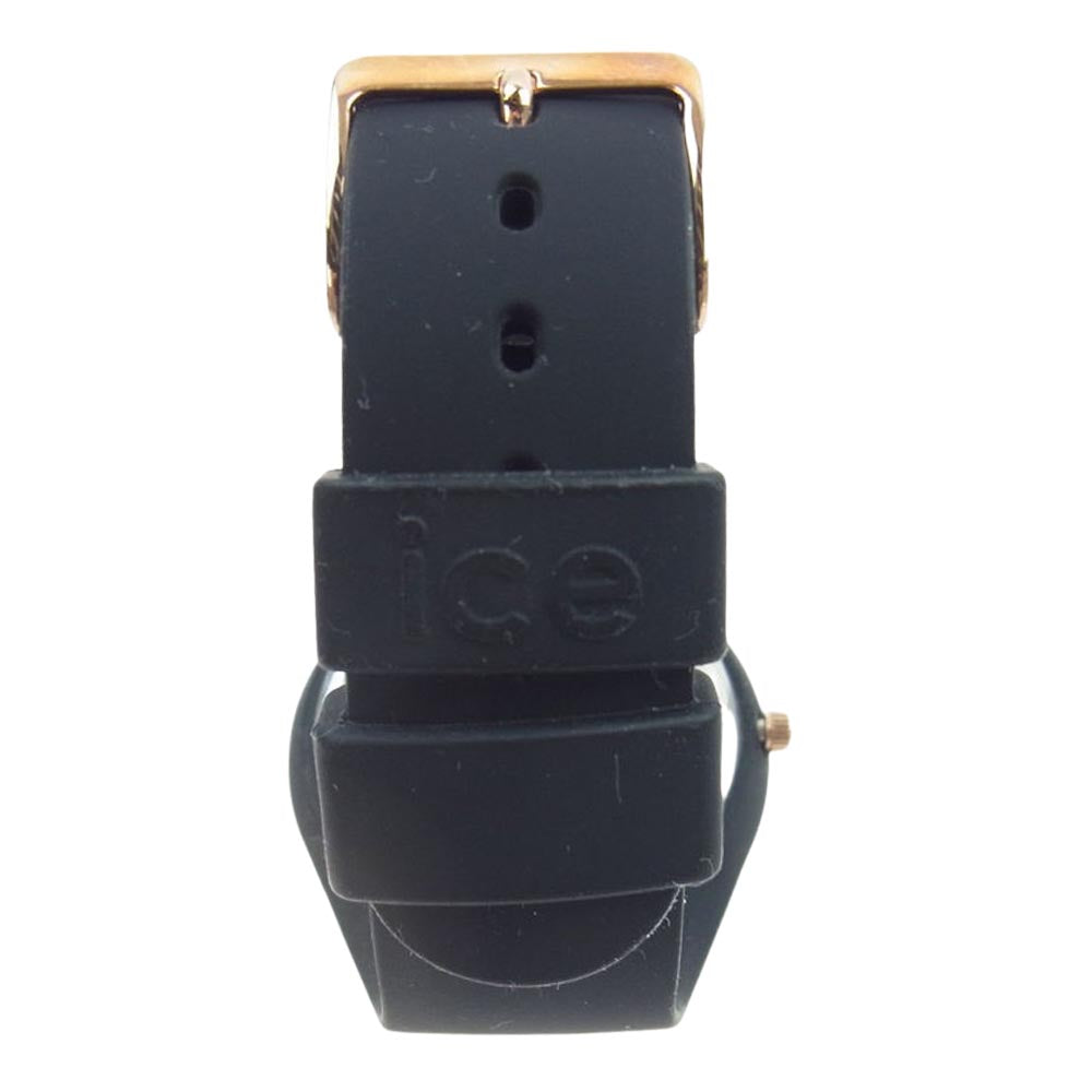 アイスウォッチ 001 353 Ice Glitter アイス グリッター 40mm ローズゴールド ラバーバンド ウォッチ ブラック ブラック系【中古】