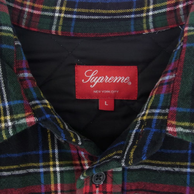 Supreme シュプリーム 21AW Quited Plaid Flannel Shirt フランネル シャツ キルティング スター 中綿 ジャケット マルチカラー系 L【中古】