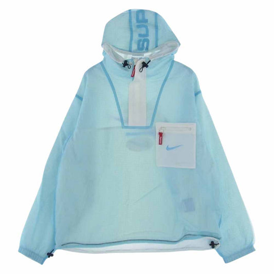Supreme シュプリーム 20AW NIKE ナイキ CW9695-487 Jewel Reversible Ripstop Anorak ジュエルスウッシュ リバーシブル リップストップ アノラック プルオーバー ジャケット ライトブルー系 ホワイト系 L【中古】