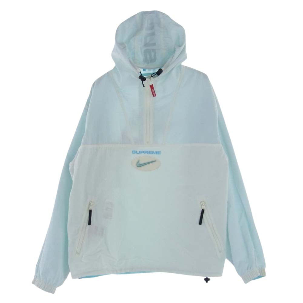 Supreme シュプリーム 20AW NIKE ナイキ CW9695-487 Jewel Reversible Ripstop Anorak ジュエルスウッシュ リバーシブル リップストップ アノラック プルオーバー ジャケット ライトブルー系 ホワイト系 L【中古】