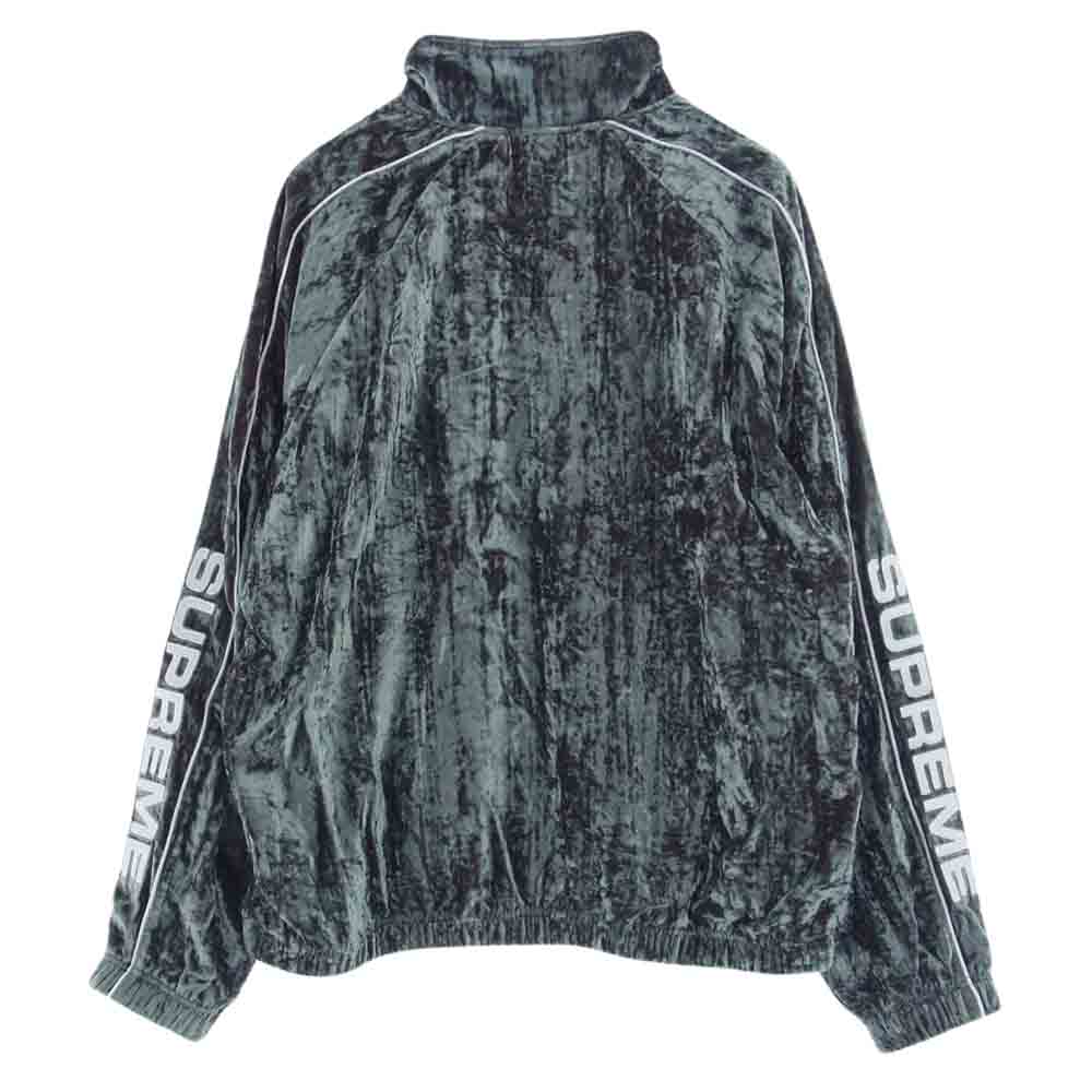 Supreme シュプリーム 23AW Crushed Velvet Track Jacket クラッシュ ベルベット トラックジャケット グリーングレー M【中古】
