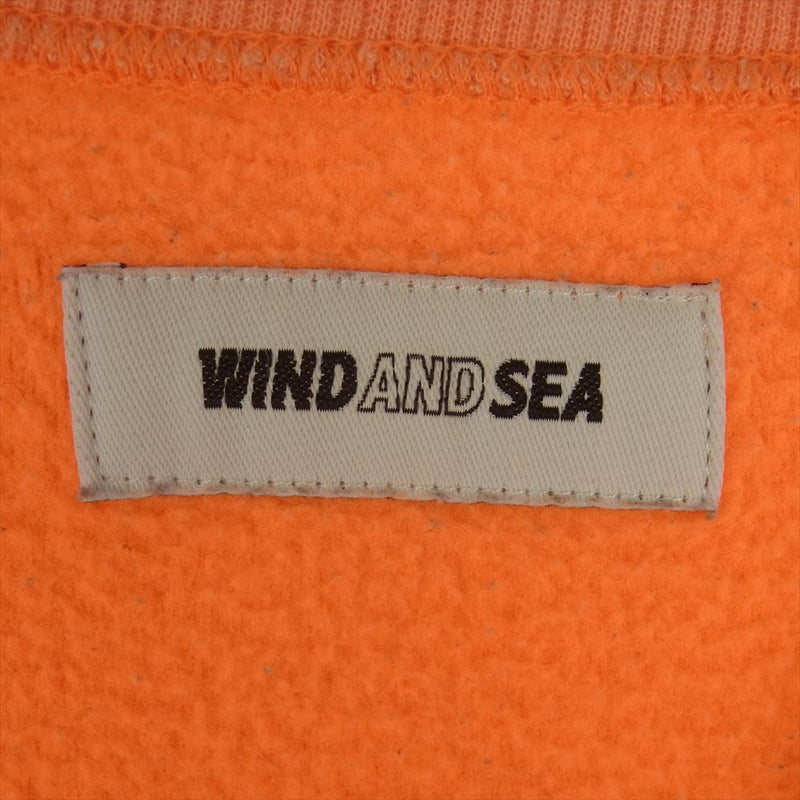 WIND AND SEA ウィンダンシー 19AW WDS-19A-SW-01 刺繍 スウェット トレーナー 中国製 オレンジ系 蛍光色 M【中古】