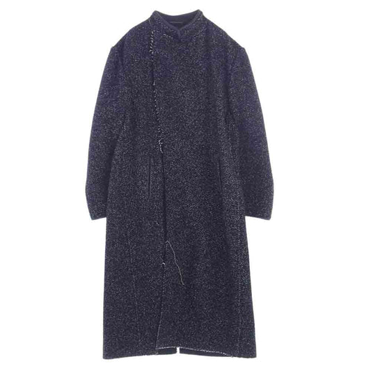 Yohji Yamamoto POUR HOMME ヨウジヤマモトプールオム 04AW HJ-O21-127 レザーパイピング ウール マオカラー スナップ コート グレー系 3【中古】