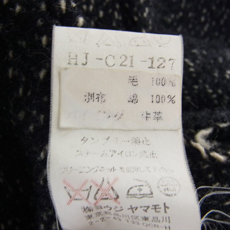 Yohji Yamamoto POUR HOMME ヨウジヤマモトプールオム 04AW  HJ-O21-127 レザーパイピング ウール マオカラー スナップ コート グレー系 3【中古】