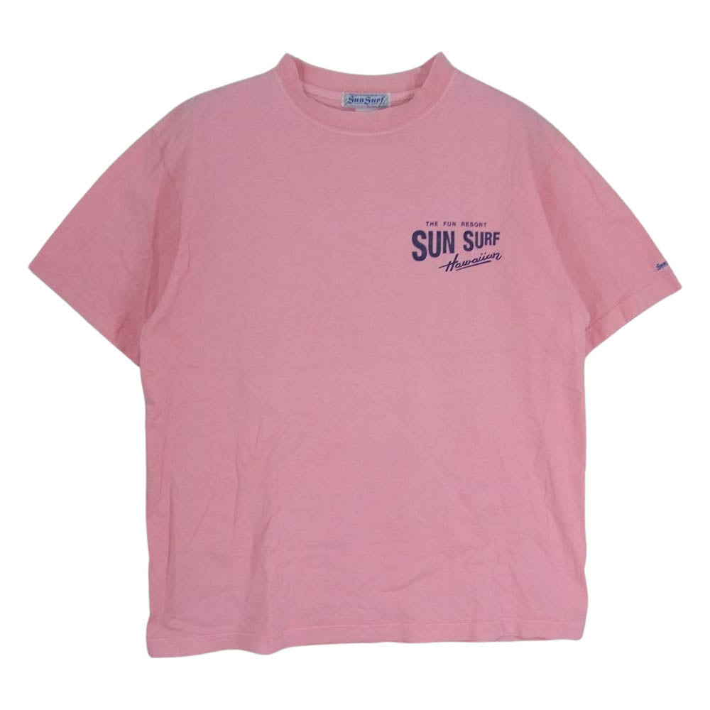 SUN SURF サンサーフ ロゴ プリント 半袖 Tシャツ 舞子 ピンク系 S【中古】
