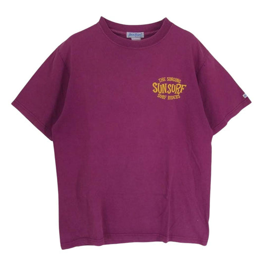 SUN SURF サンサーフ ロゴ プリント 半袖 Tシャツ エンジ系 M【中古】