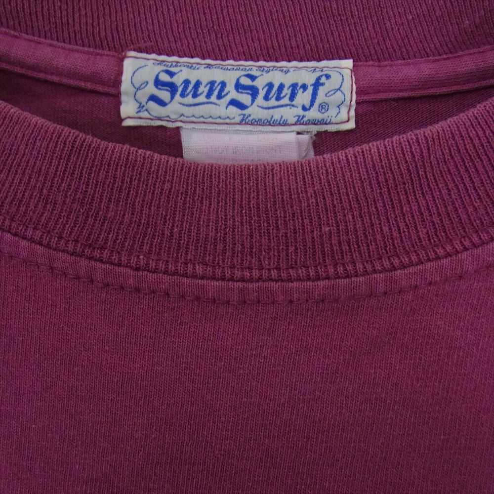 SUN SURF サンサーフ ロゴ プリント 半袖 Tシャツ エンジ系 M【中古】