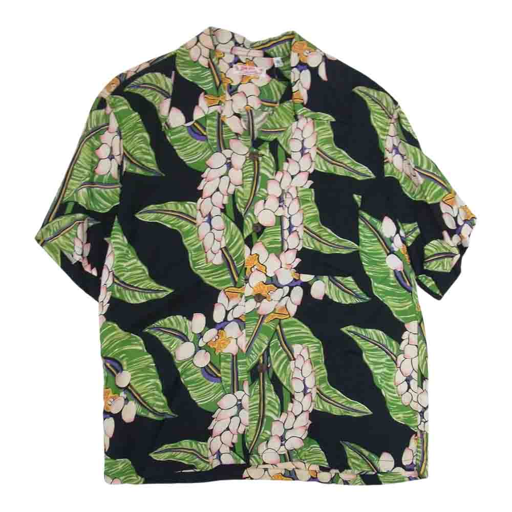 SUN SURF サンサーフ SS30973 総柄 アロハ シャツ ジンジャー 半袖 ブラック系 S【中古】