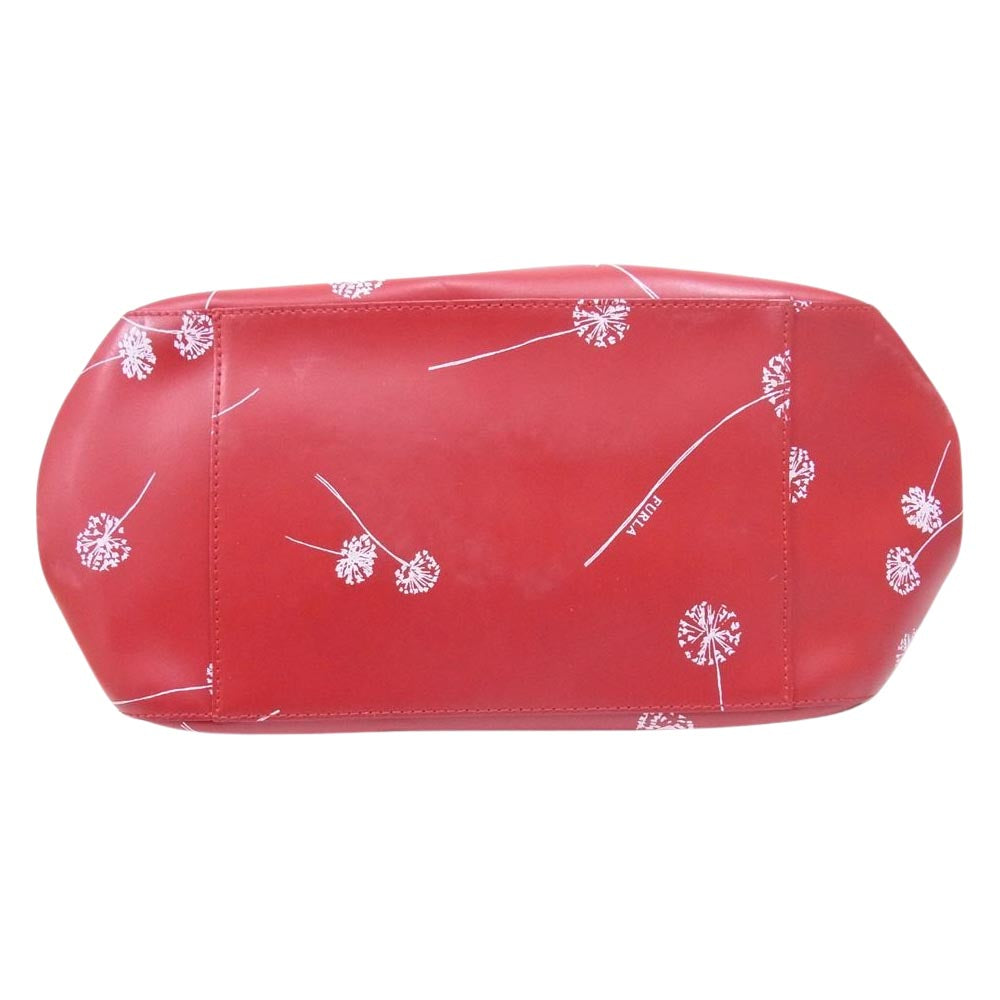 Furla フルラ 花柄 タンポポ ハンドバッグ トートバッグ レッド系【中古】
